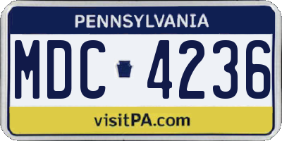 PA license plate MDC4236