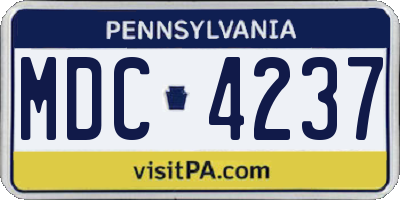 PA license plate MDC4237