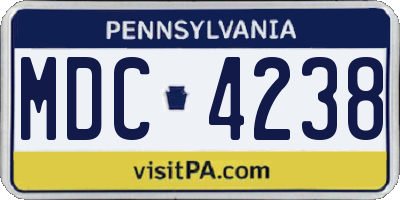 PA license plate MDC4238