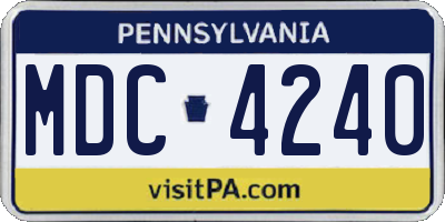PA license plate MDC4240