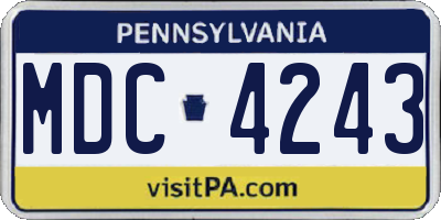 PA license plate MDC4243