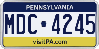 PA license plate MDC4245
