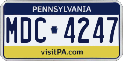 PA license plate MDC4247