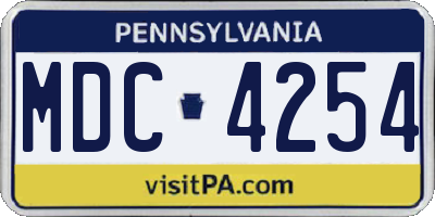 PA license plate MDC4254