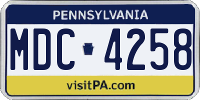 PA license plate MDC4258