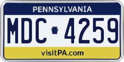 PA license plate MDC4259