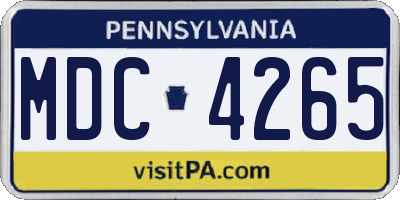 PA license plate MDC4265