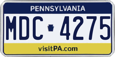 PA license plate MDC4275