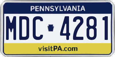 PA license plate MDC4281