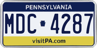 PA license plate MDC4287
