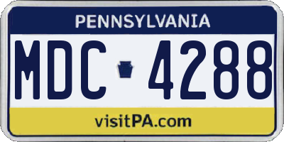 PA license plate MDC4288