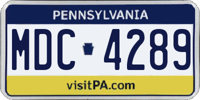 PA license plate MDC4289