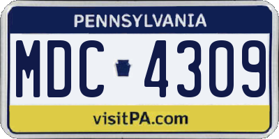 PA license plate MDC4309