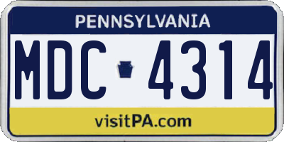 PA license plate MDC4314