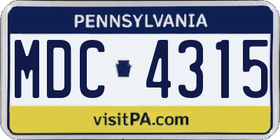 PA license plate MDC4315