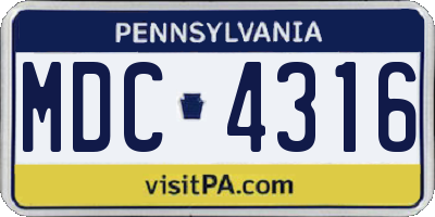 PA license plate MDC4316