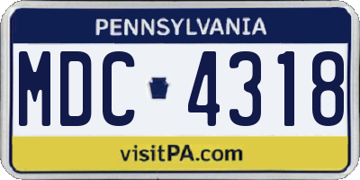 PA license plate MDC4318