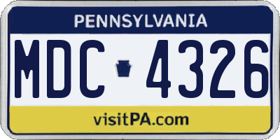 PA license plate MDC4326