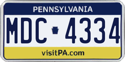 PA license plate MDC4334