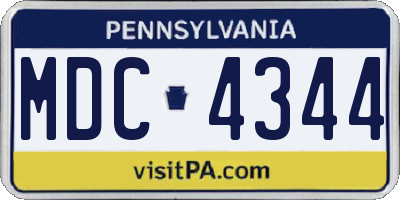 PA license plate MDC4344