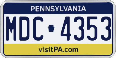 PA license plate MDC4353