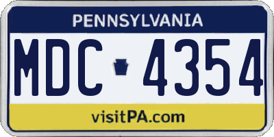PA license plate MDC4354