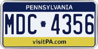 PA license plate MDC4356