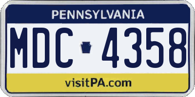 PA license plate MDC4358