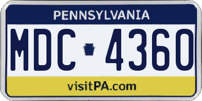 PA license plate MDC4360