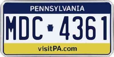 PA license plate MDC4361