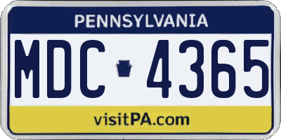 PA license plate MDC4365