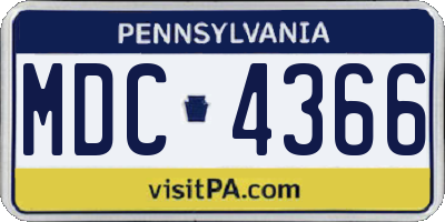 PA license plate MDC4366