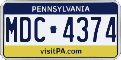 PA license plate MDC4374