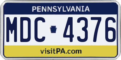 PA license plate MDC4376
