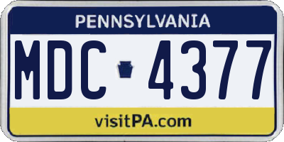 PA license plate MDC4377