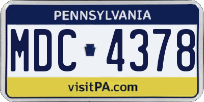 PA license plate MDC4378