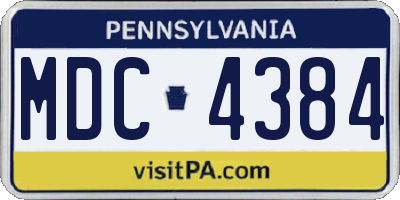 PA license plate MDC4384