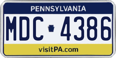 PA license plate MDC4386