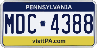 PA license plate MDC4388
