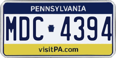 PA license plate MDC4394