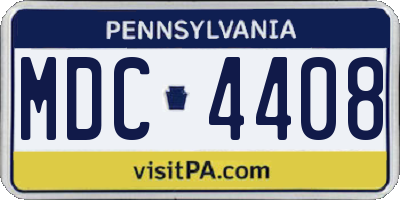 PA license plate MDC4408