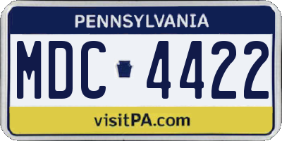 PA license plate MDC4422