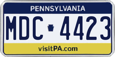 PA license plate MDC4423