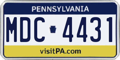 PA license plate MDC4431