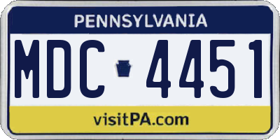 PA license plate MDC4451