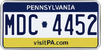 PA license plate MDC4452