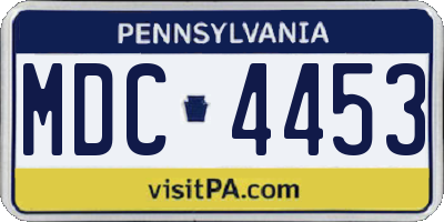 PA license plate MDC4453