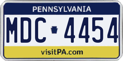PA license plate MDC4454