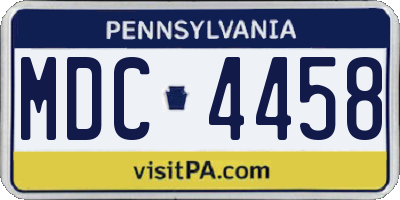 PA license plate MDC4458