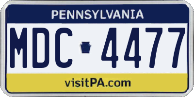 PA license plate MDC4477